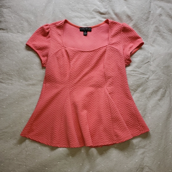 Peachy Salmon Peplum Blouse